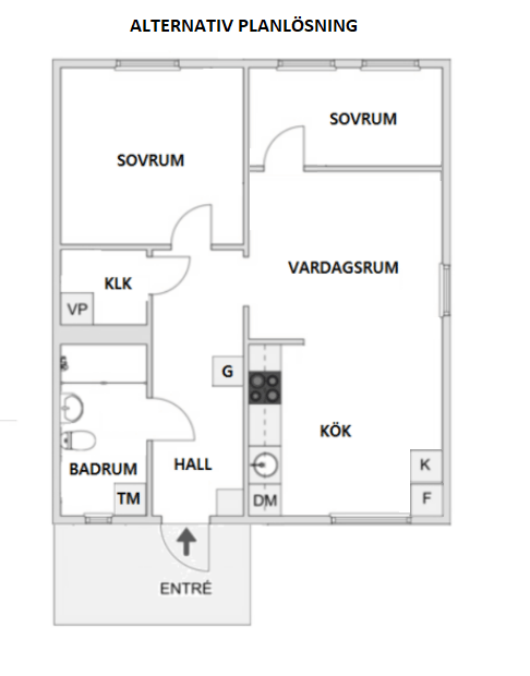 Planlösning Kosmosgränd 12 alternativ
