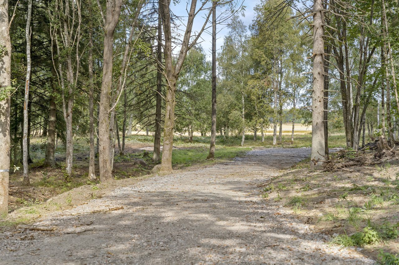 Anlagd återvändsgata in till de tre tomterna.