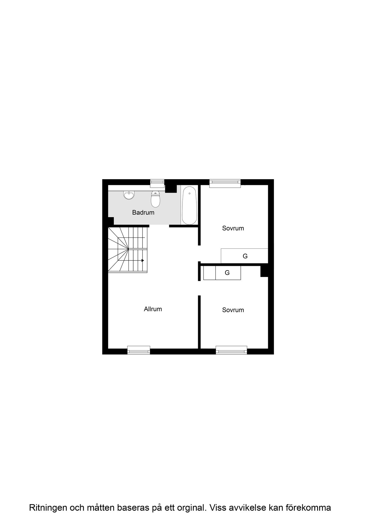 Zetterlunds väg 76 Planritning övre plan