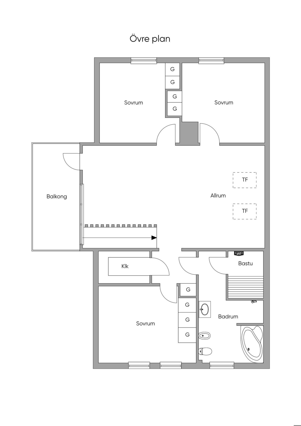 Planritning övervåning