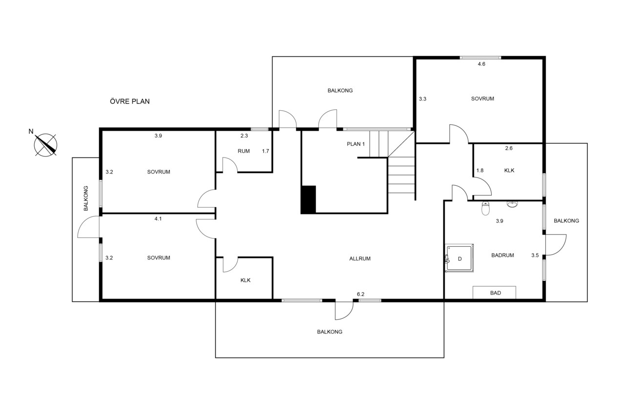 Planritning Hällavägen 5, Dals Rostock - 2