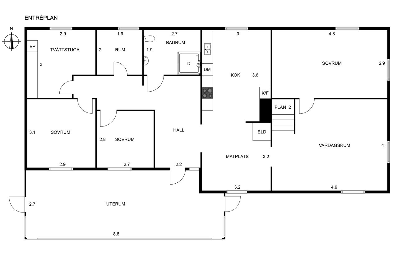 Planritning Östra Vägen 25, Vänersborg
