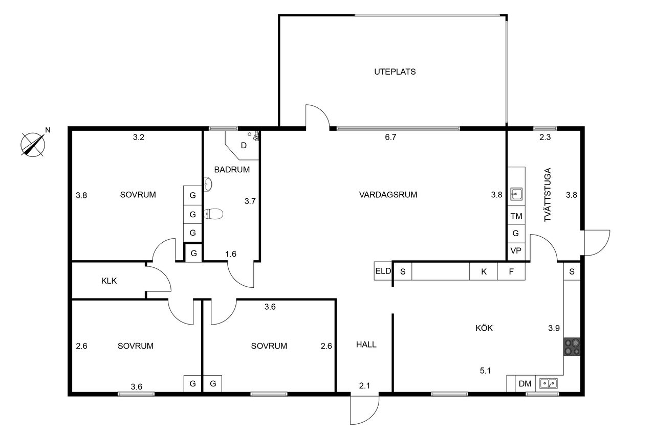 Planritning Syrénvägen 10, Dals Rostock