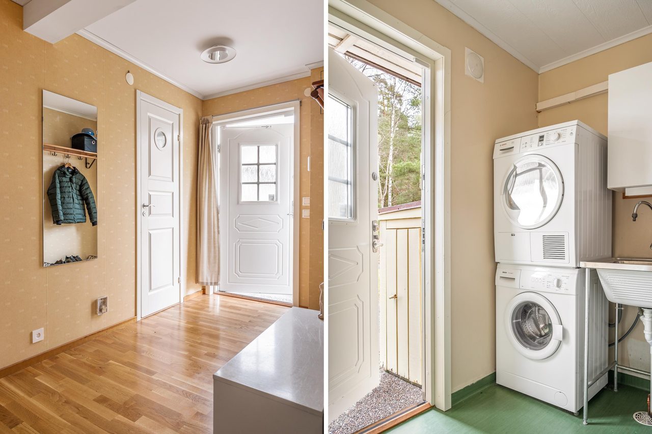 Här finns både en stor hall och en separat groventré