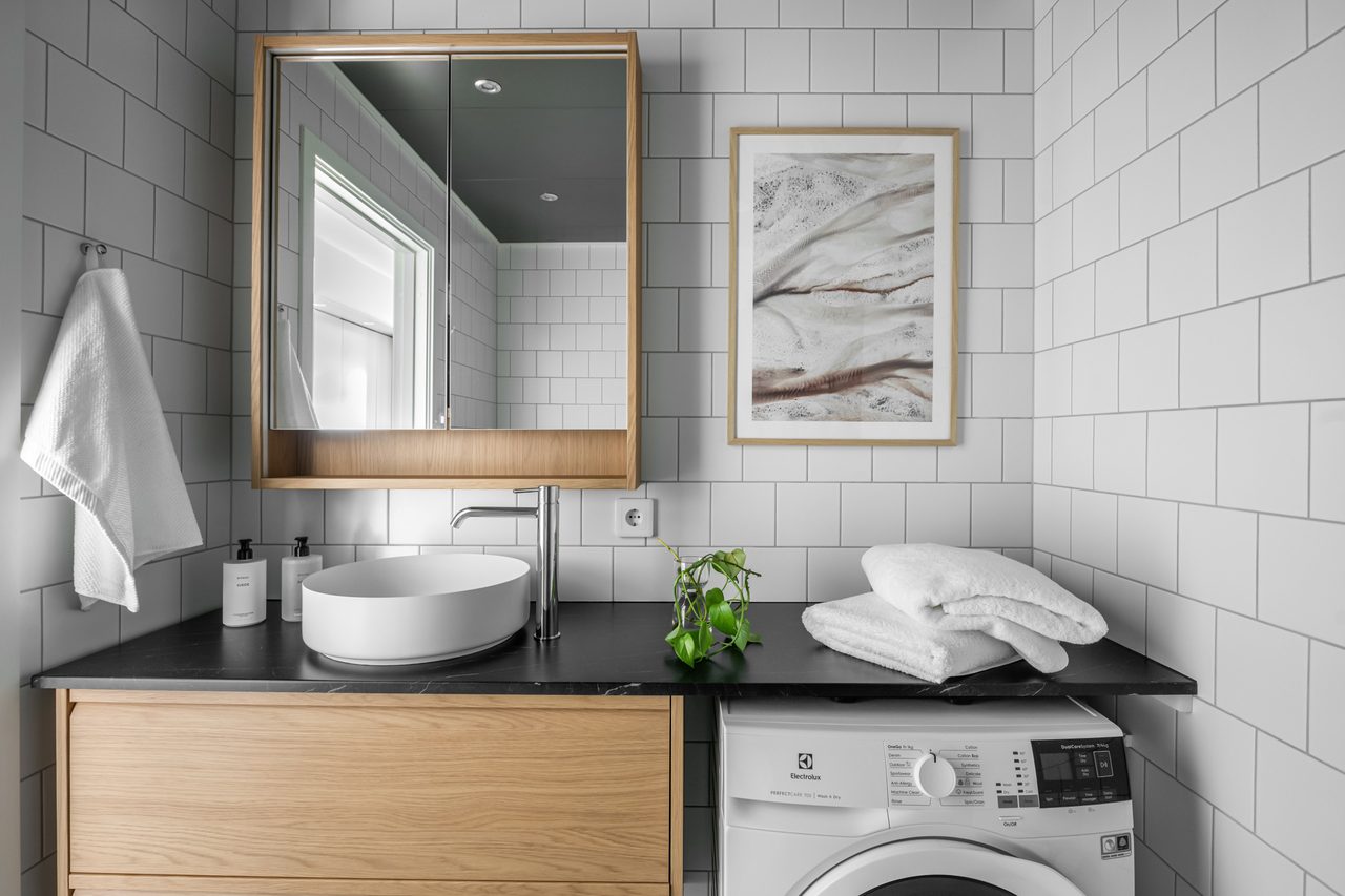 Mycket praktisk tvättdel med kombimaskin