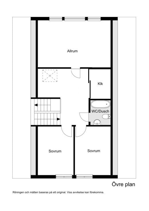 Alt planritning Dalvägen 3A övre plan Alternativ planlösning