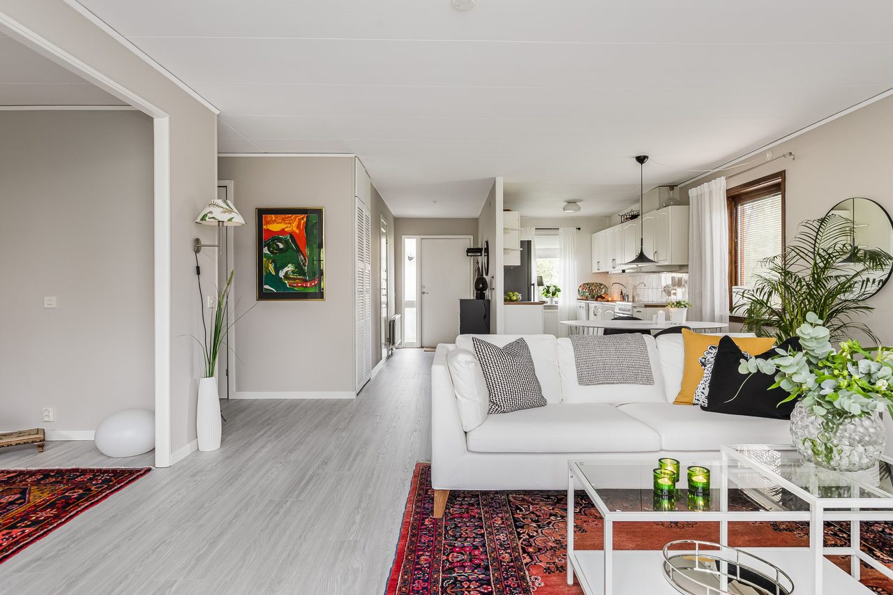 Vardagsrum i öppen planlösning