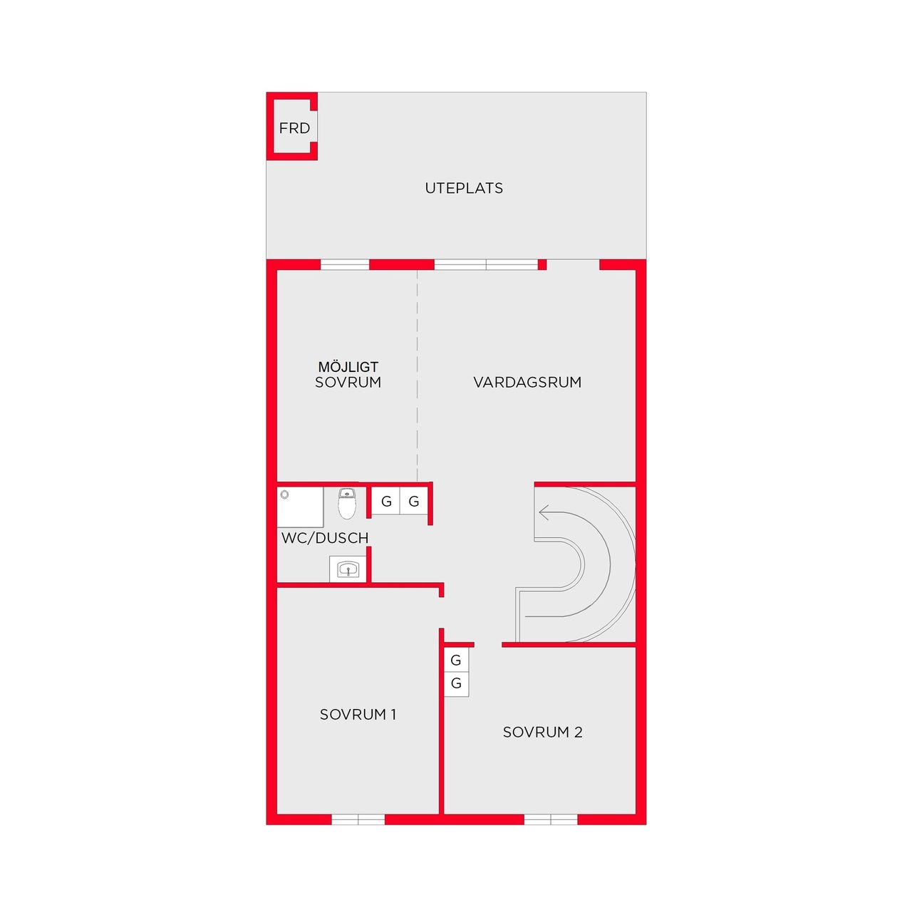 Planlösning Övre plan