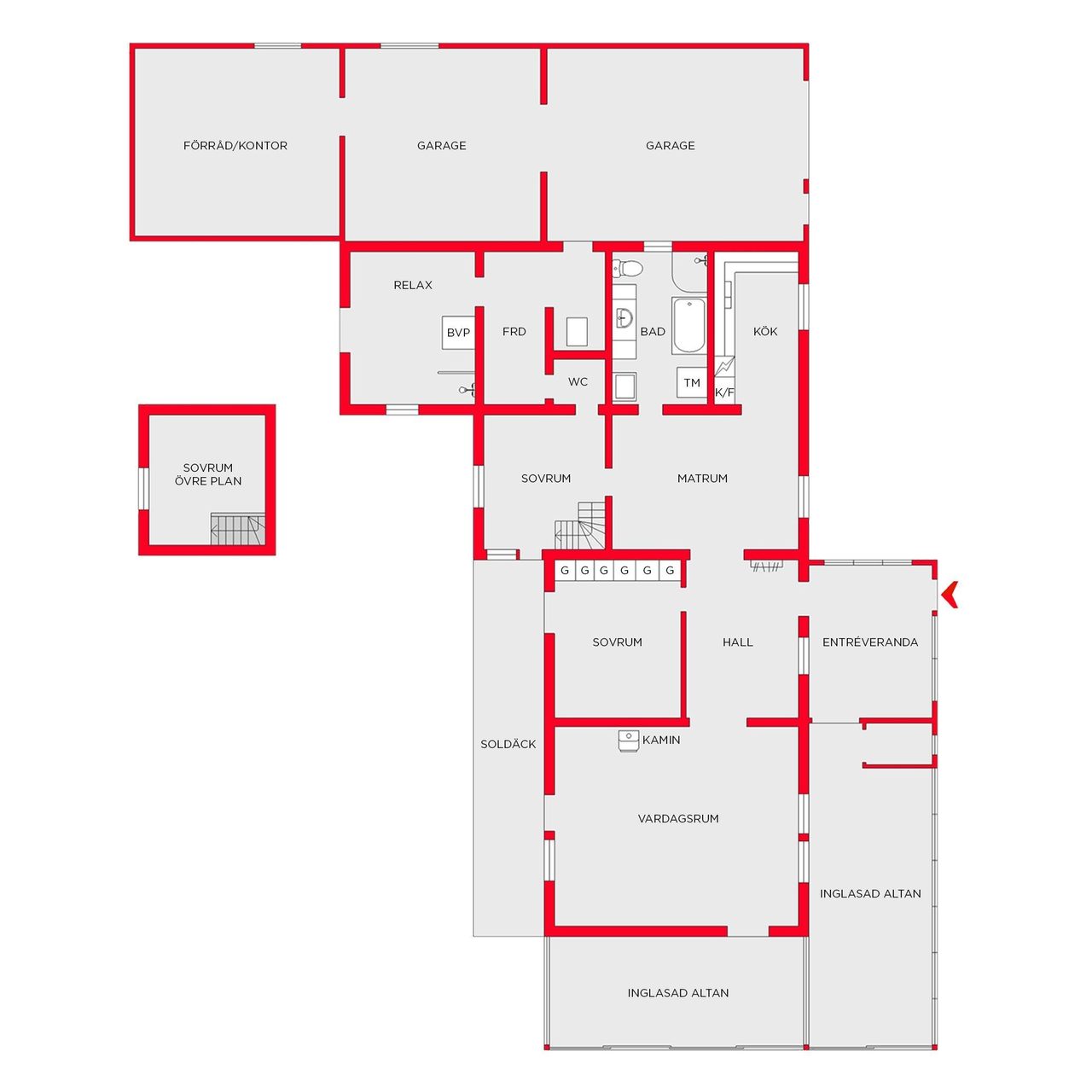 OBS! inte skalenlig vad gäller garage, altaner. samt att ändringar av sovrum gjorts.