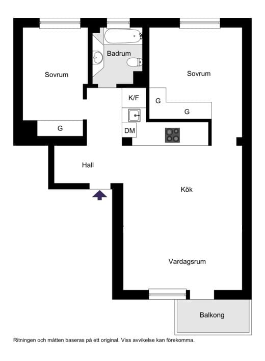 Utan vägg mellan kök och v-rum