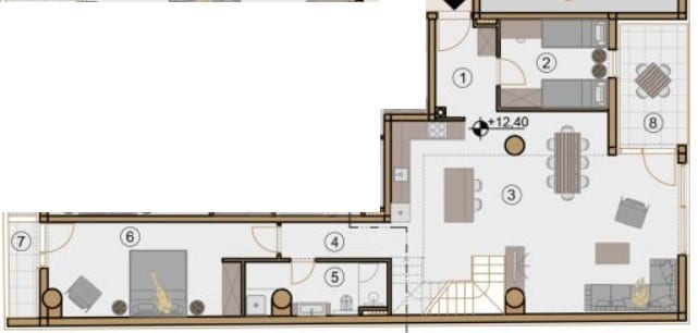 Tlocrt donjeg djela stana