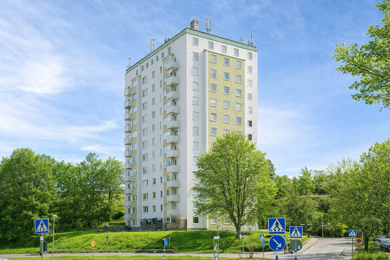 Fasadbild på fastigheten redigerad i AI