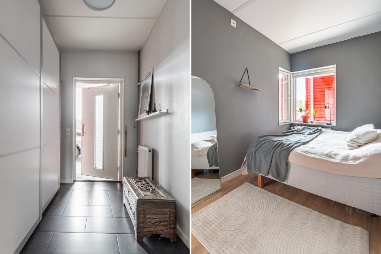 Rymlig hall med bra förvaring och anslutning till sovrum 1