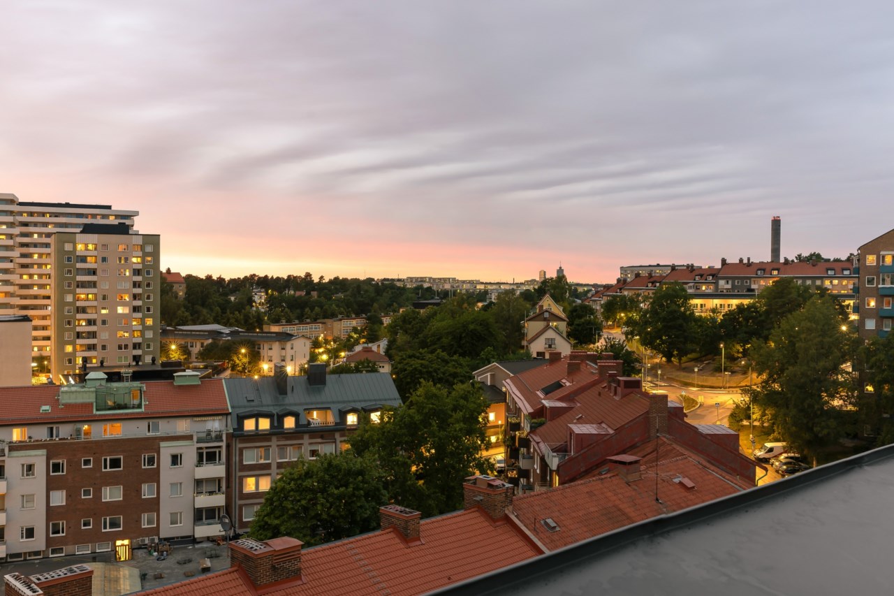 Utsikt från föreningens gemensamma takterrass!