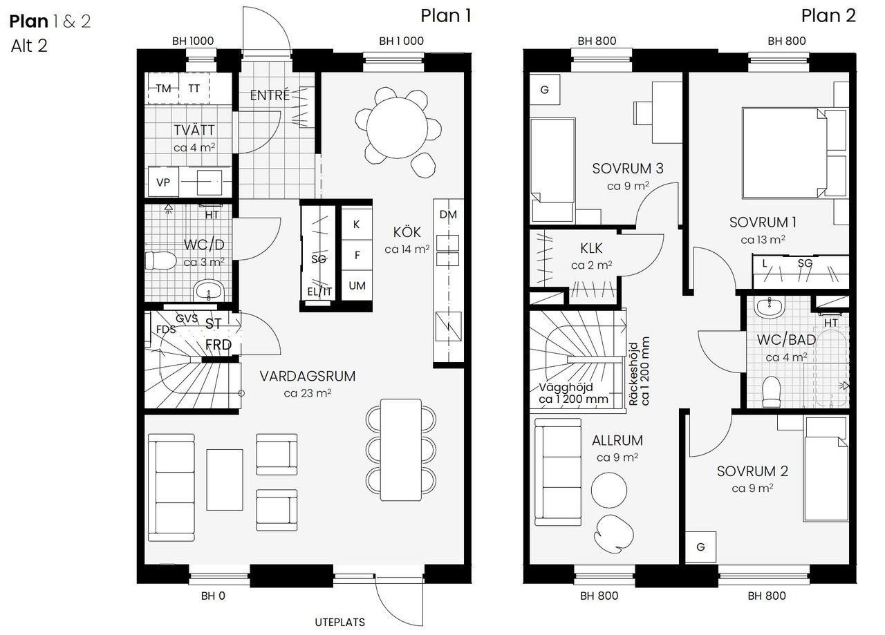 Planritning alternativ 2