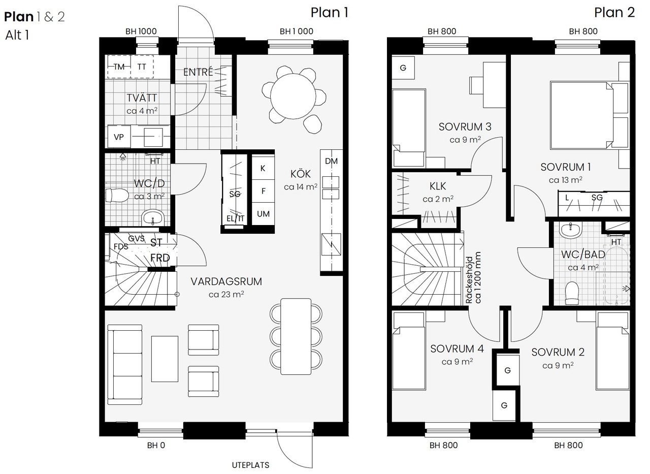 Planritning alternativ 1