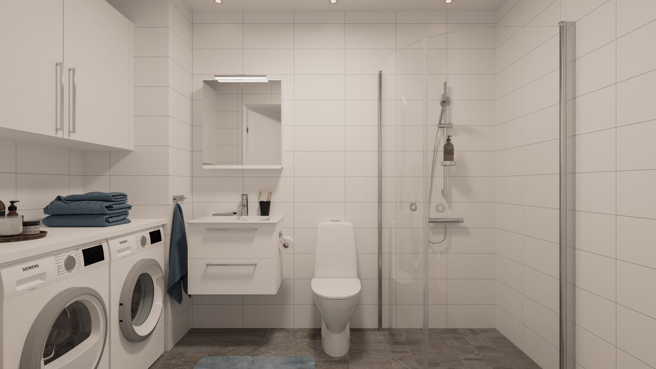 Moderna badrum i stilren interiör